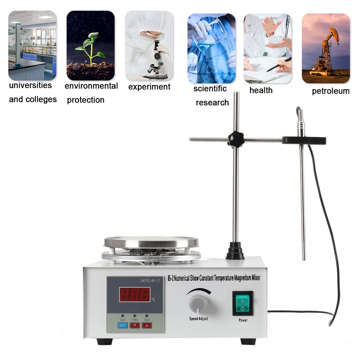 Magnetic Stirrer 220v Agitatori Magnetico Riscaldati, Lab Agitatore Magnetico con Piastra riscaldante e Barra agitatrice Magnetica, con Display Digitale della Temperatura 0-2000 Giri/min.