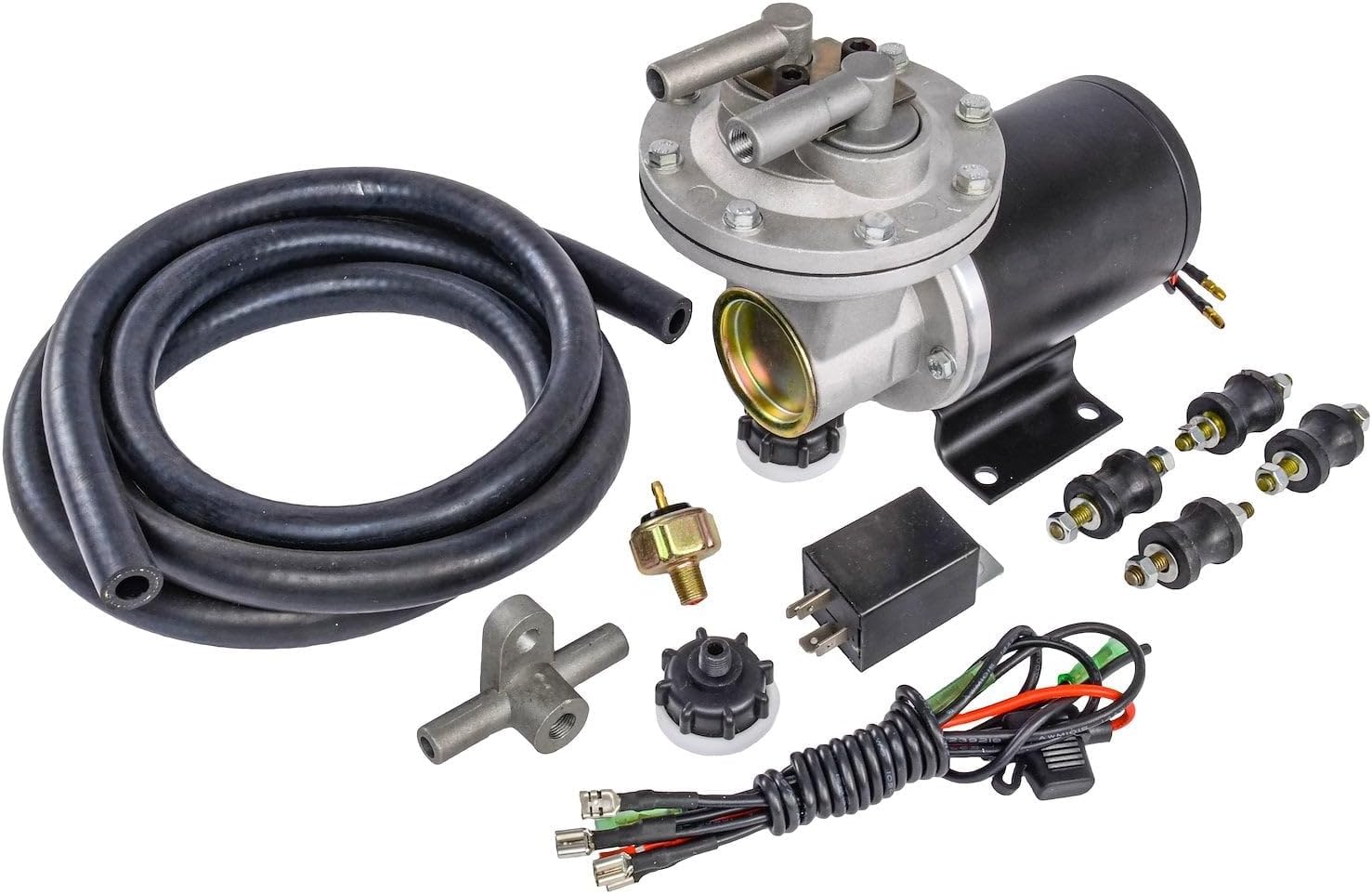 JEGS Electric Vacuum Pump Kit | Provides Between 18� - 22� Hg of Vacuum | Includes Vacuum Pump, Hose, Switch & Pigtail, Vibration Isolators, 10 Amp Fuse, 12 Volt DC / 84 Watt Relay, and Hardware