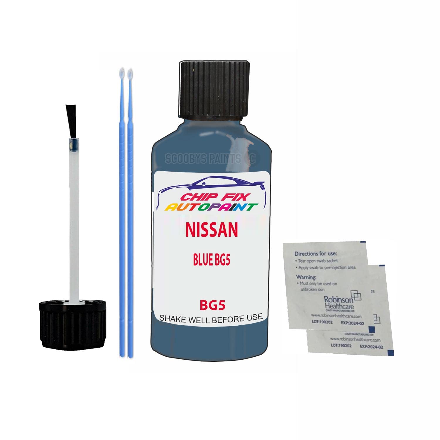 Scoobys Paints Back In The Mix Blue Bg5 Touch Up Paint For Nissan Micra Bg5 1987-1994 30Ml Bottle Brush Scratch Stone Chip Repair Pen