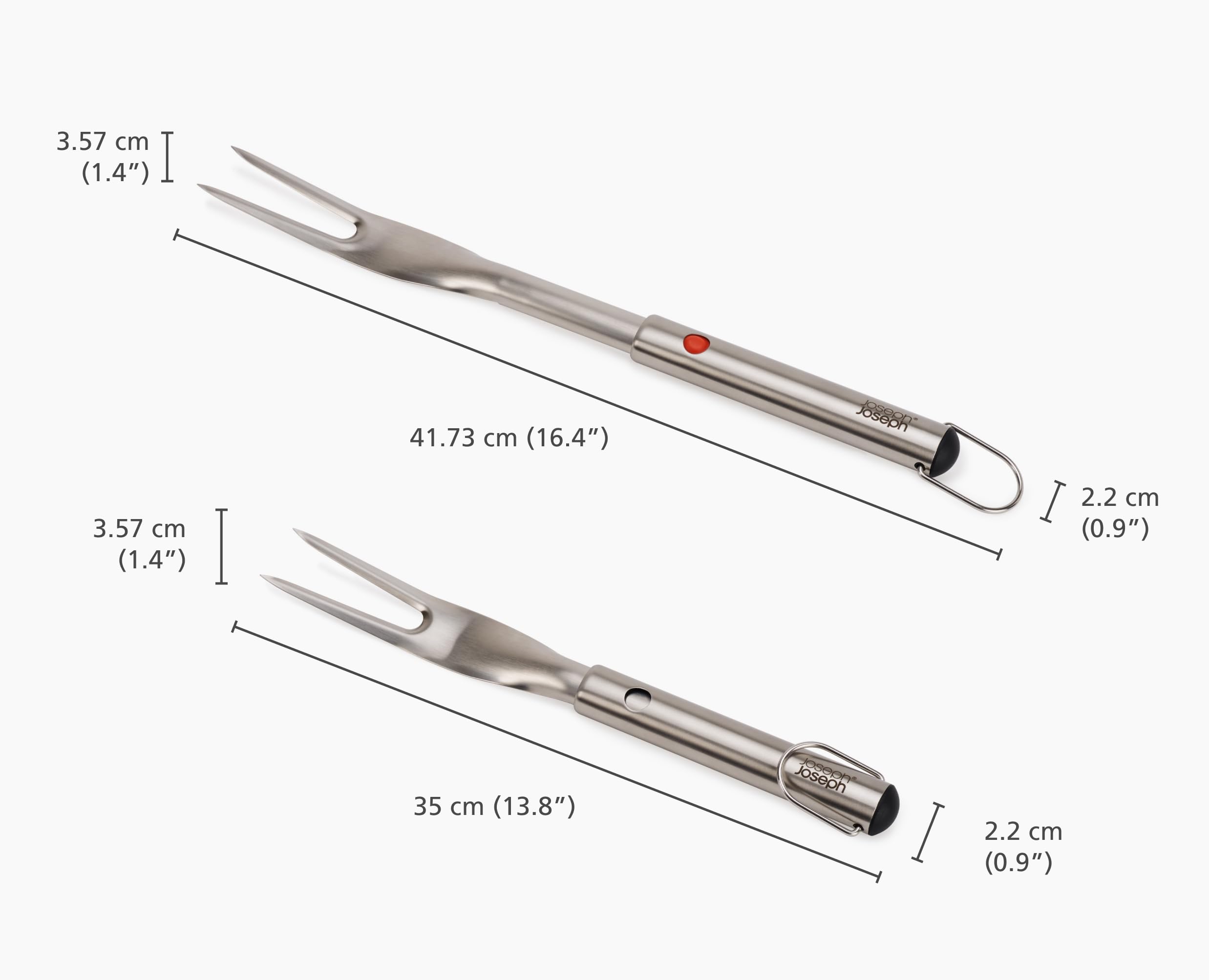 Joseph Joseph GrillOut Set de Utensilios para Barbacoa en Acero Inoxidable, 3 Piezas Pinzas, Espátula y Tenedor, Mango Retráctil