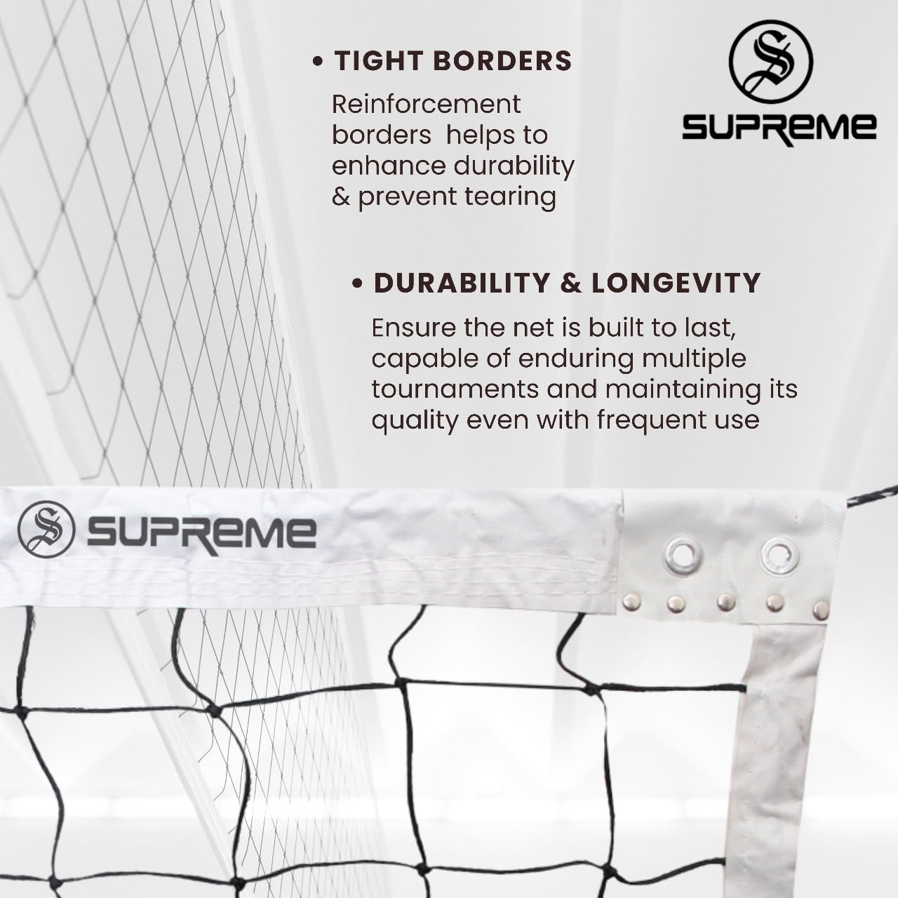 Supreme Throwball Net Power Tournament/Match Quality. (Pack of 1) (Black) 2