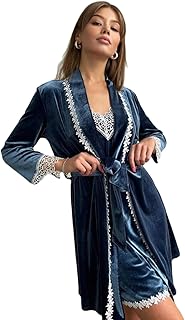 قميص نوم قصير مع روب قطيفه