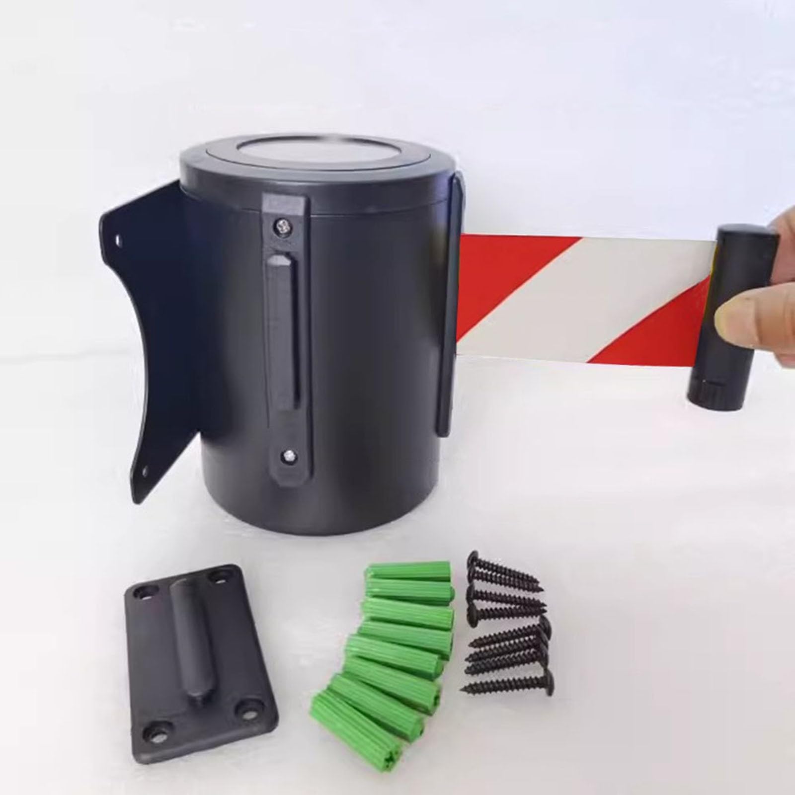 CAIFEXUE Red 2/3/5/10M Retractable Belt Barrier, Wall Mount Safety Cordon Barrier, with Carbon Steel Housing and Mounting Accessories/B/5M(16.4Ft)