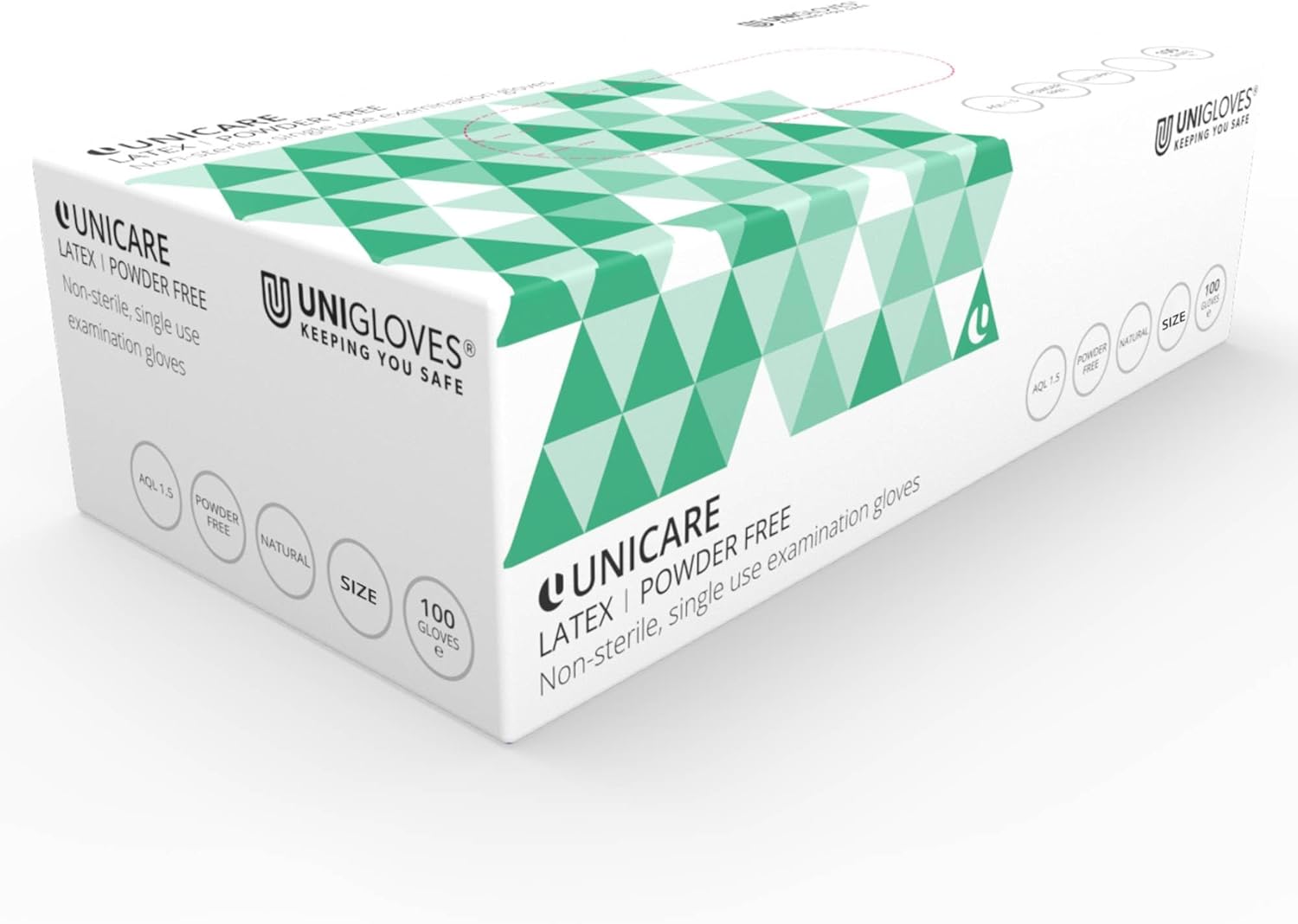 Unigloves UCLPF1204 Large Latex Powder Free Gloves (Box of 100) - White