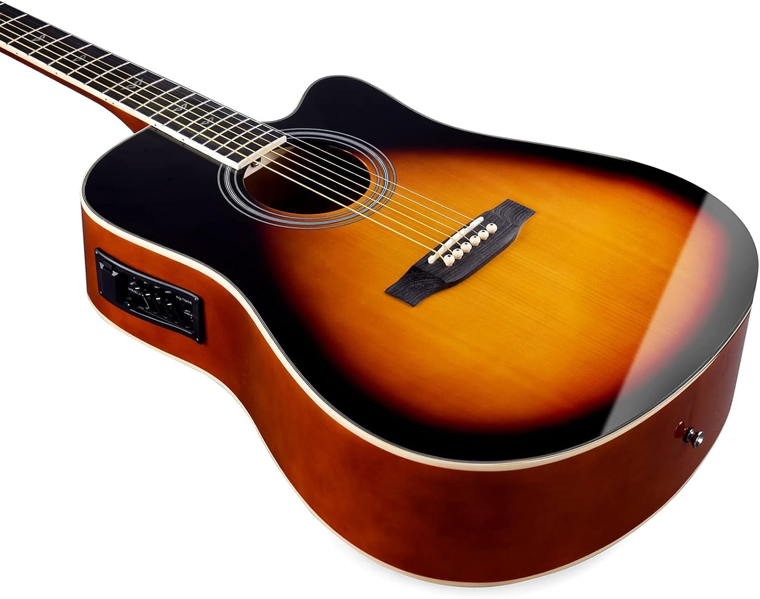 Close-up of the WINZZ AF168C guitar body with built-in pickup