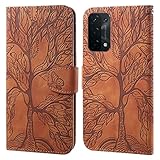 Ailisi Handyhülle für Oppo A54 5G/Oppo A74 5G, Baum Muster Klapphülle Leder Handy Tasche Etui Wallet Flip Hülle Schutz Hülle Brieftasche mit TPU innen Schale, Kartenfächer, Aufstellfunktion -Braun