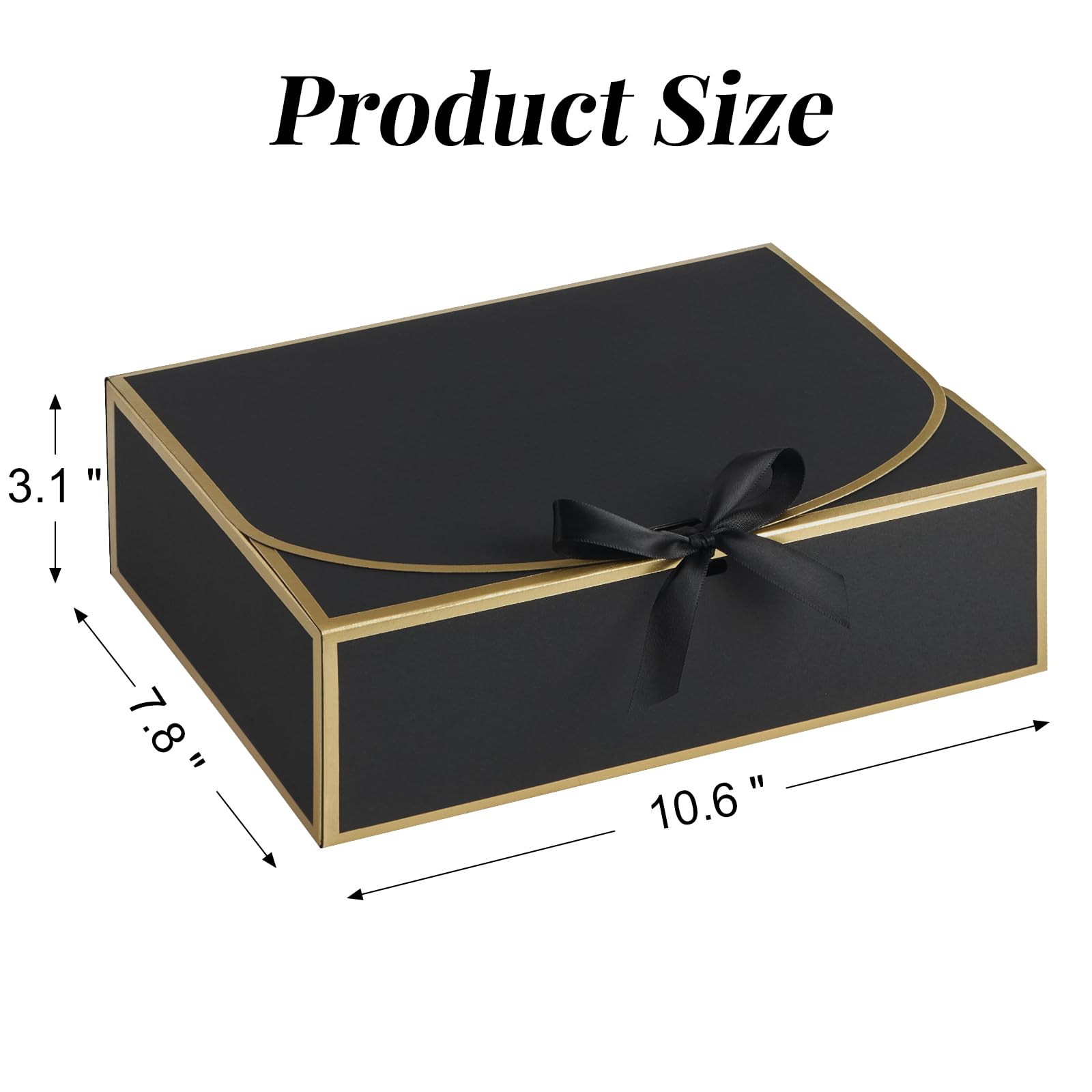 Kucoele 15 scatole regalo con coperchio, 26 x 19 x 7,8 cm, scatole regalo per damigella d'onore, scatole nere e dorate con nastri, per matrimoni, compleanni, lauree, confezione regalo
