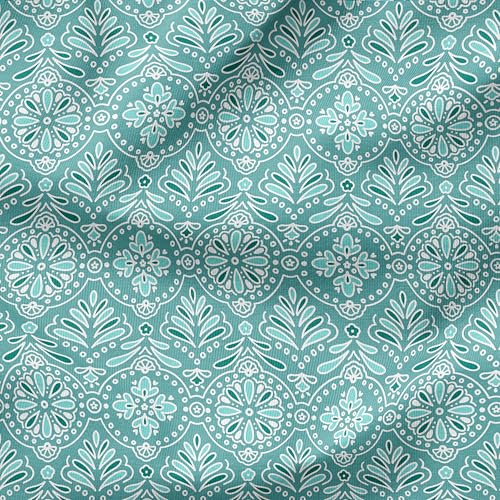 Image of Arden Outdoor Deep Seat Cushion Set, 24 in x 24 in, Patio Cushion for Chair, Sofa, and Couch Turquoise Daphne Medallion