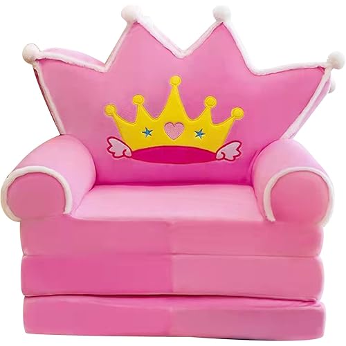 Plush Foldable Kids Sofa Cover Backrest Armchair 2 in 1 Foldable Children Sofa Cute Cartoon Lazy Sofa Children Flip Open Sofa Bed for Living Room Bedroom Without Liner Filler Recliner,Z1-F,One Size