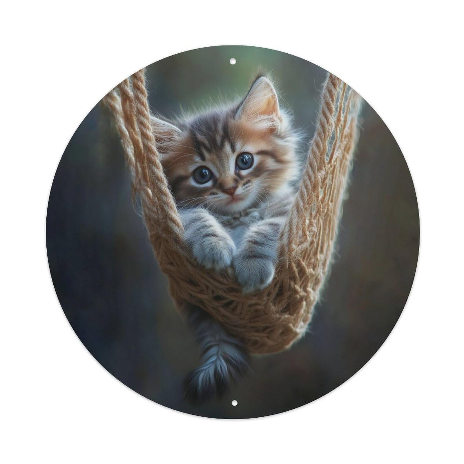 Animal Fluffy Tabby Kitten Cute Relaxing Cozy Feline Vintage Metal Tin Sign Plaque Wall Decor for Cafe, Club Bar, Office, Garden Metal Poster 8x8Inch