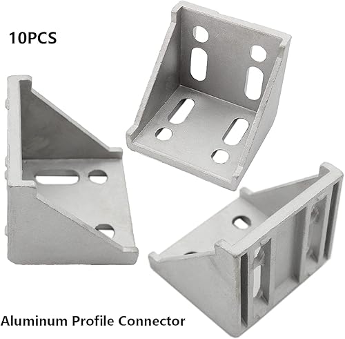 Miniatura 3 de Paquete de 10 soportes de esquina de perfil de aluminio, 2.205 x 2.283 x 2.205 in en forma de L, soporte de junta en ángulo recto, conector de