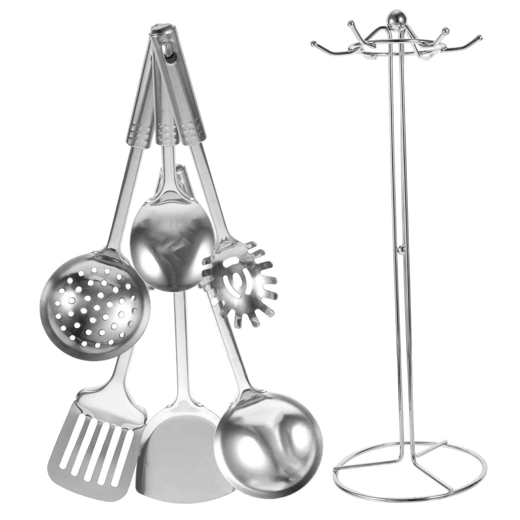 Zerodeko Set Da Cucina in Acciaio Inossidabile 6 Pezzi Utensili Da Cucina Supporto Con Maniglia Comoda Per Famiglie Ristoranti