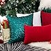 Kevin Textile Sequin Decor Pillow Cases Sequins New Year Party/Wedding Decorative Throw Cushion Cover Sham, Hidden Zipper Design(45cmx45cm),(2 Pieces,Teal)