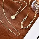 Gold Layered Necklaces for Women, 14K Gold Plated Dainty Necklace Set with Paperclip, Adjustable Trendy Gold Jewelry Stackable Gift