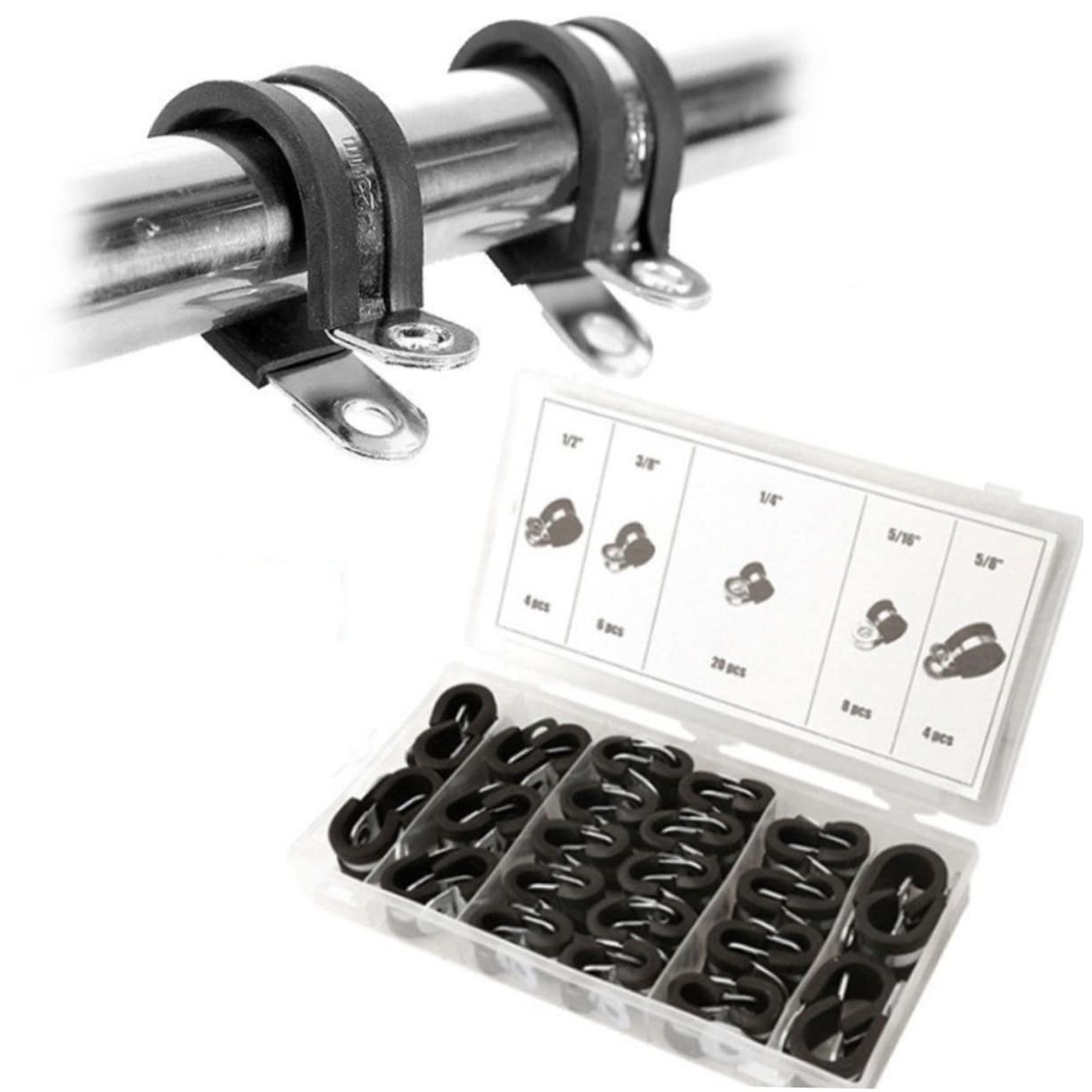 Angoily 42pièces Collier De Serrage Pour Tuyau Collier De Serrage Pour Tube Pneumatique Applications Plomberie Automobile