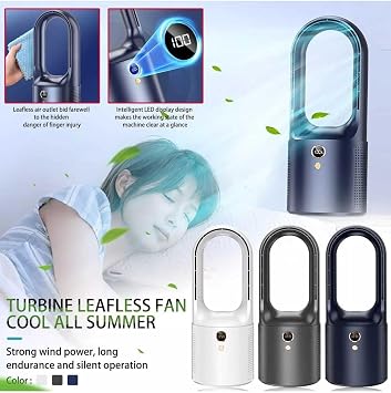 Junglee Mini Klima Led Ekran Masaüstü Soğutucu Soğutma Fanı Ev Ve Ofis Için Taşınabilir Sessiz Şarjlı Fan Lacivert MİNİKLİMA