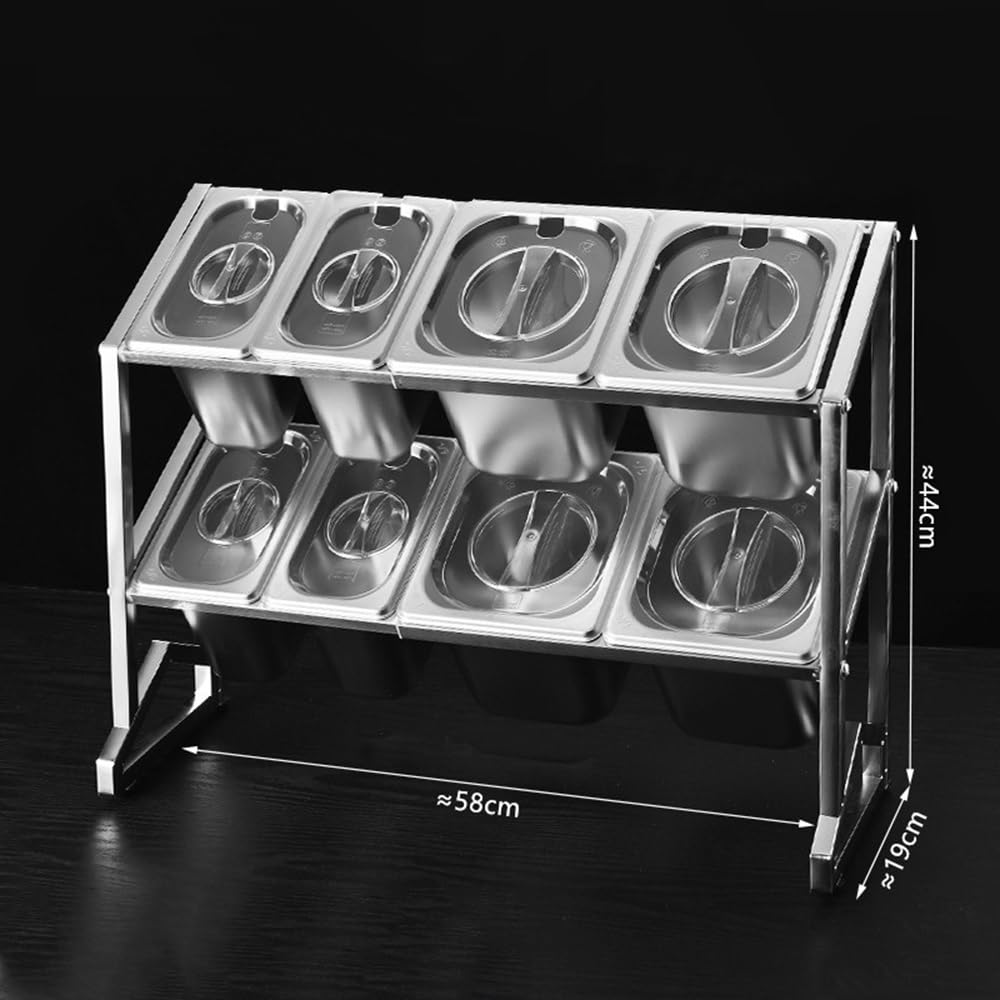 Estante Para Especias De Pie De Acero Inoxidable Con 10 Bandejas Y Tapa Transparente, Organizador Con Múltiples Compartimentos Retráctiles, Almacenamiento De Encimera, Pr,Silver/B-A-22.8X7.5X17.3In