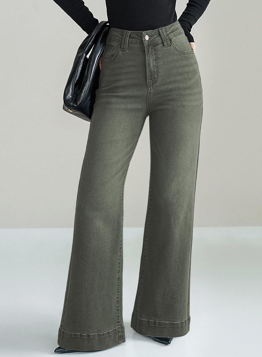  Women's Wide Leg Baggy Flare Jeans High Waisted 2026 Denim Pants thumbnail