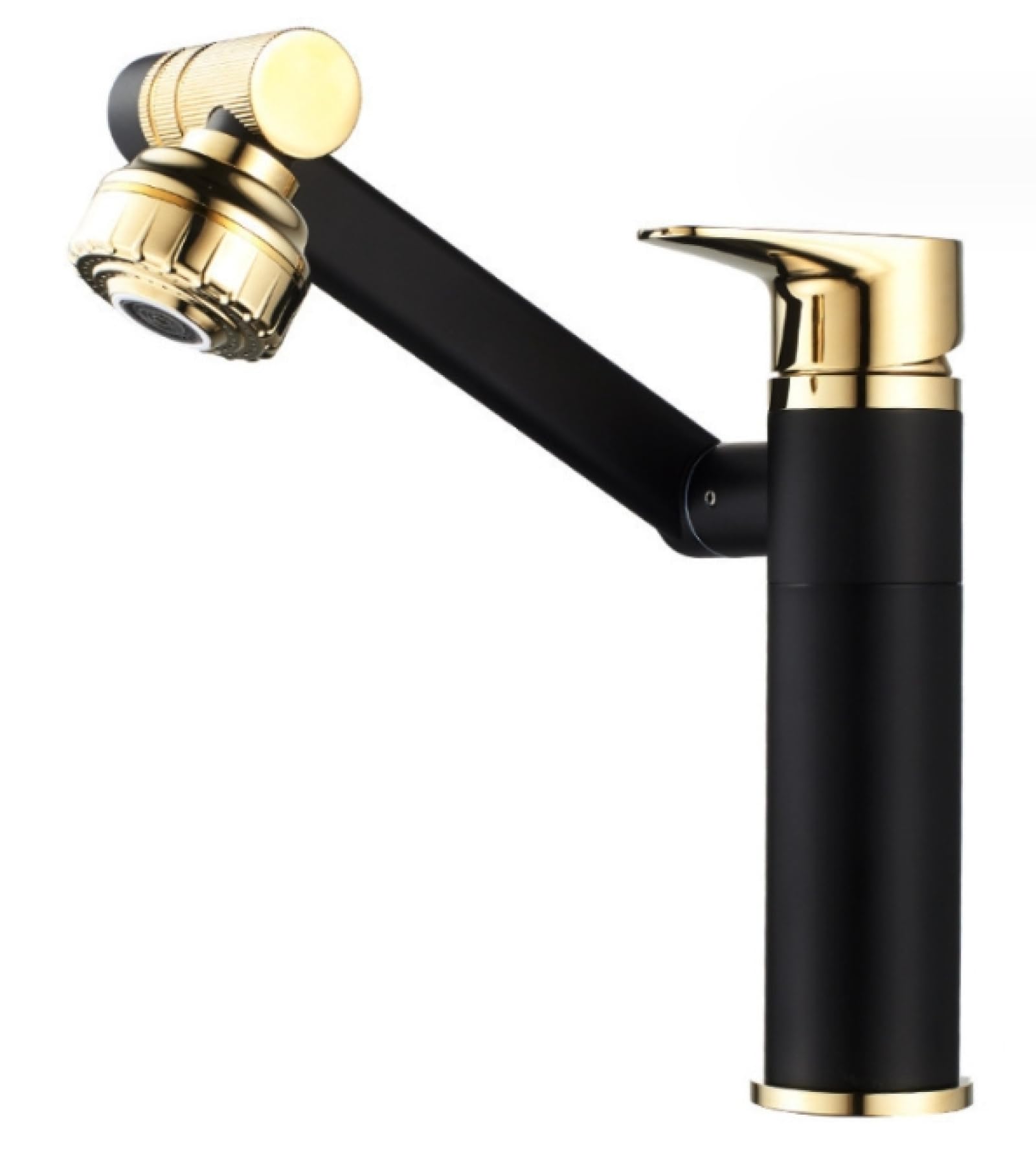 Robinet rotatif 360 de salle de bain noir et or mitigeur lavabo