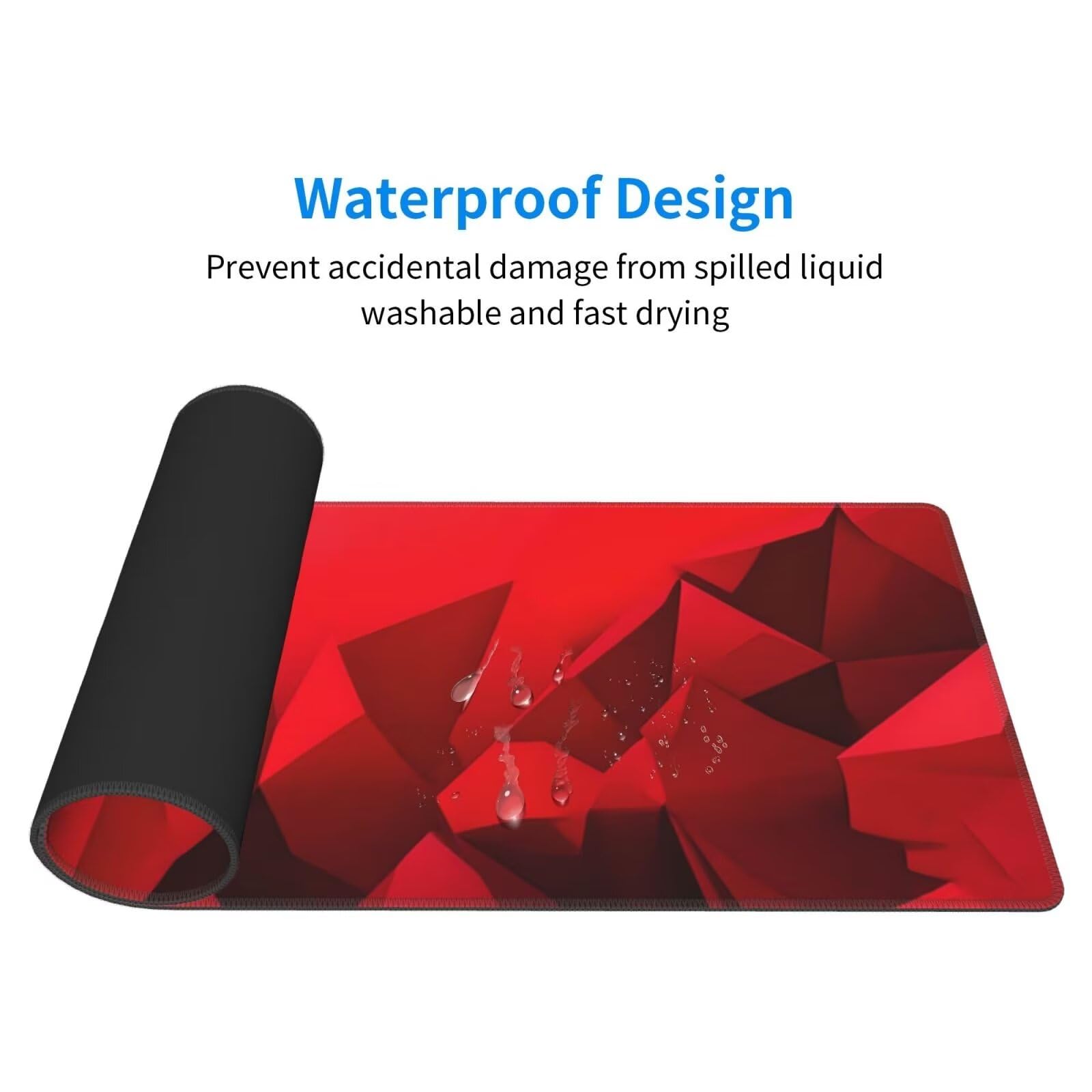 Tappetino Mouse, Tappetino Mouse Gaming Grande XXL 1500x800x3mm Tappetino Scrivania Mouse Pad, Base in Gomma Antiscivolo, Bordi Cuciti,Lavabile, Mousepad per Ufficio e Gaming (rosso) R-288