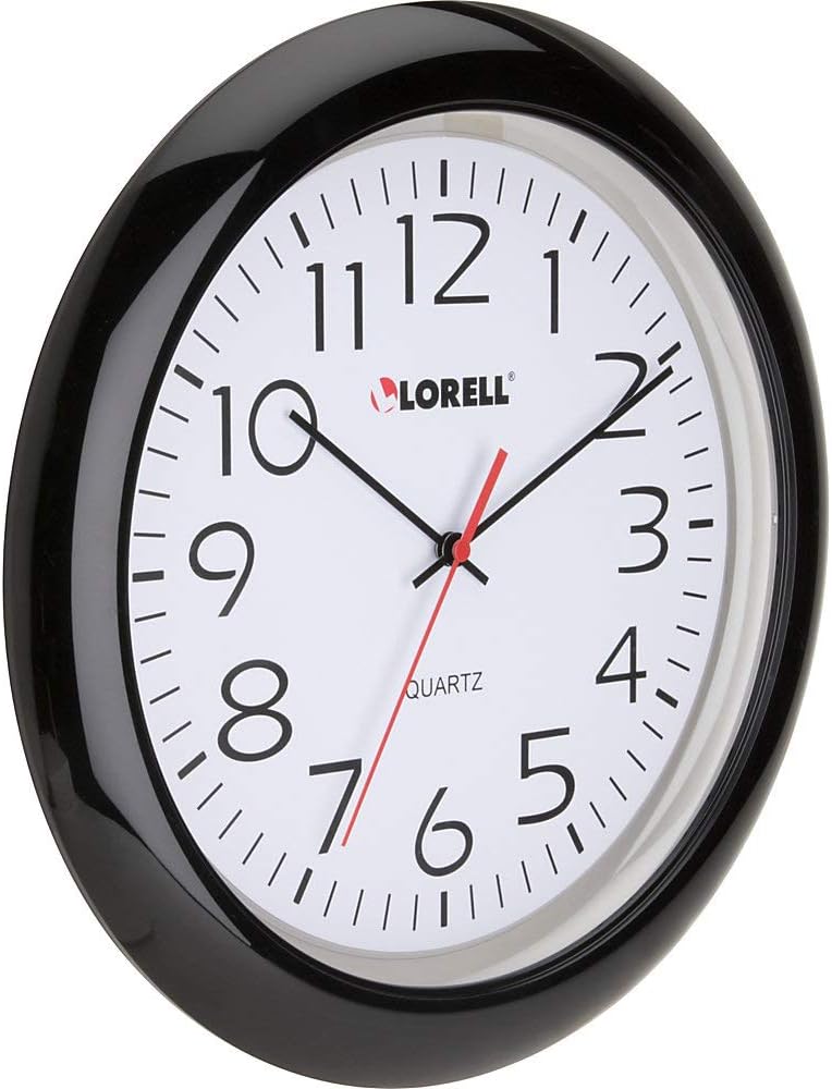 Lorell Wall Clock with Arabic Numerals, 13-1/4-Inch, Black Frame