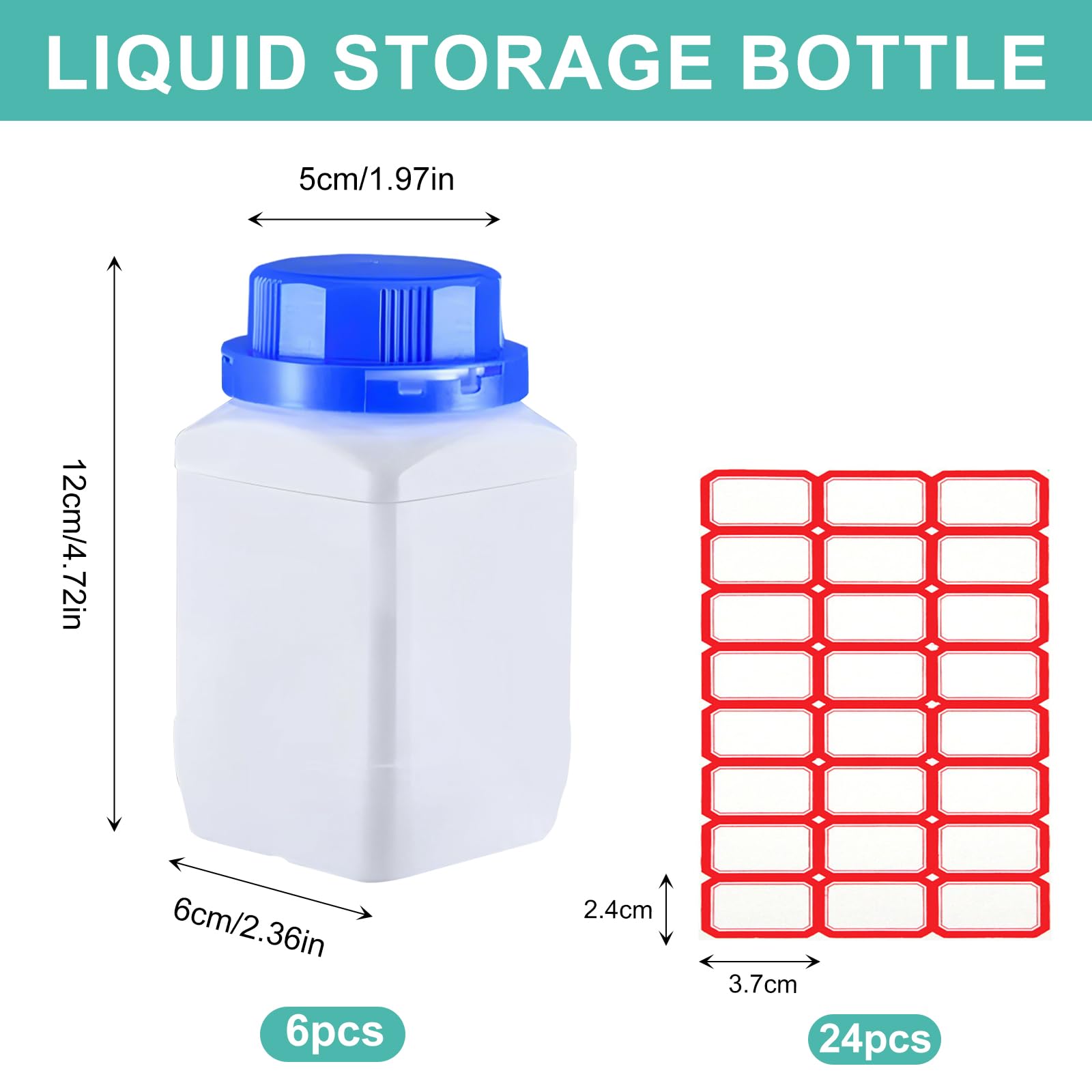 6 x 250 ml butelka z szeroką szyjką, butelka chemiczna z nakrętką, butelka laboratoryjna HDPE, do laboratorium, kuchni lub hobby (biała)