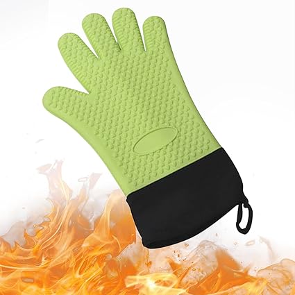 Decdeal BBQ Gloves Heat Resistant Grill Gloves Insulated Oven MittsWaterproof Silicone Gloves for Cooking Baking Smoker Fireplace