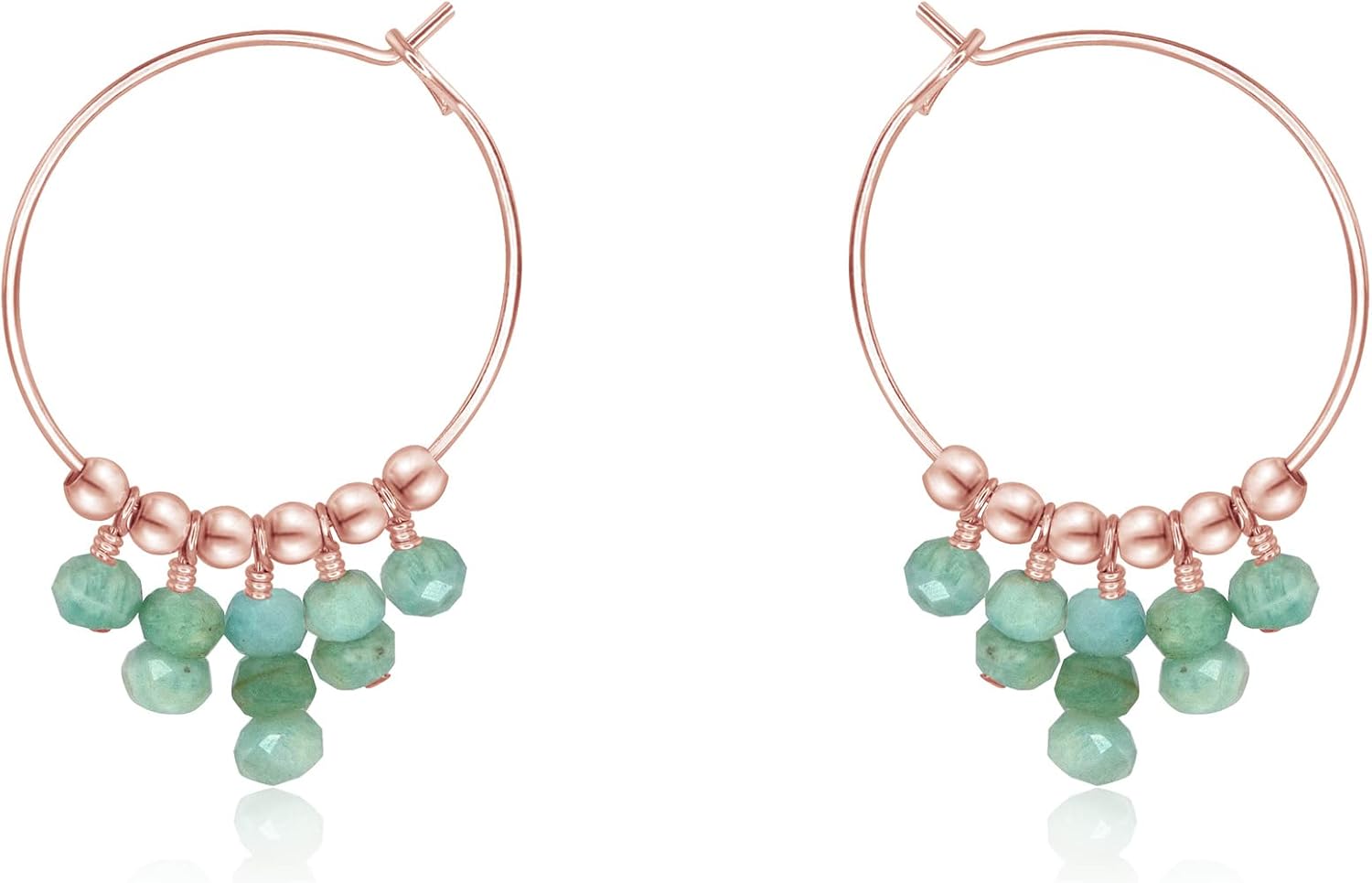 Amazonite Hoop Earrings in 14k Rose Gold Fill