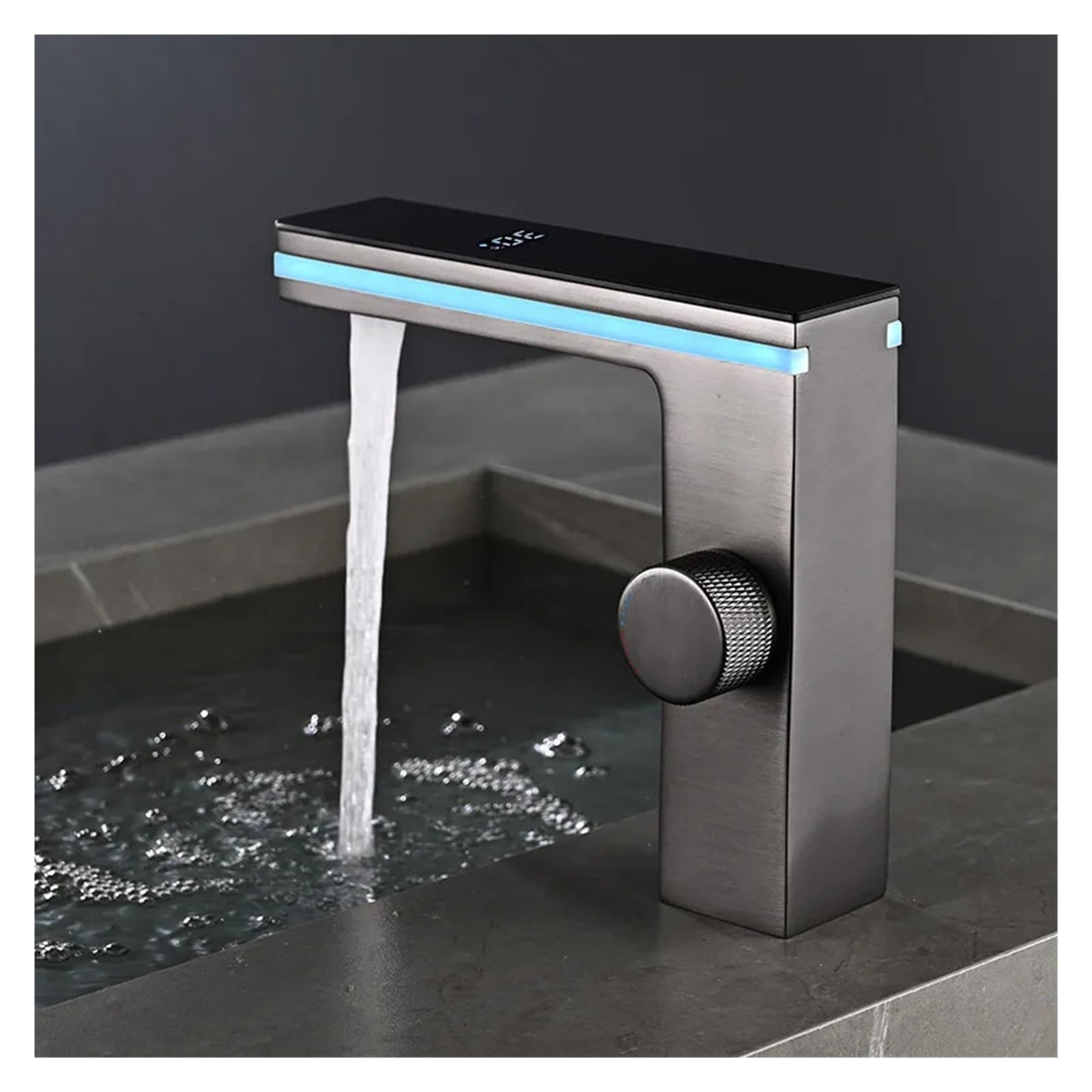 Robinet de lavabo LED en laiton mitigeur eau chaude et froide gris