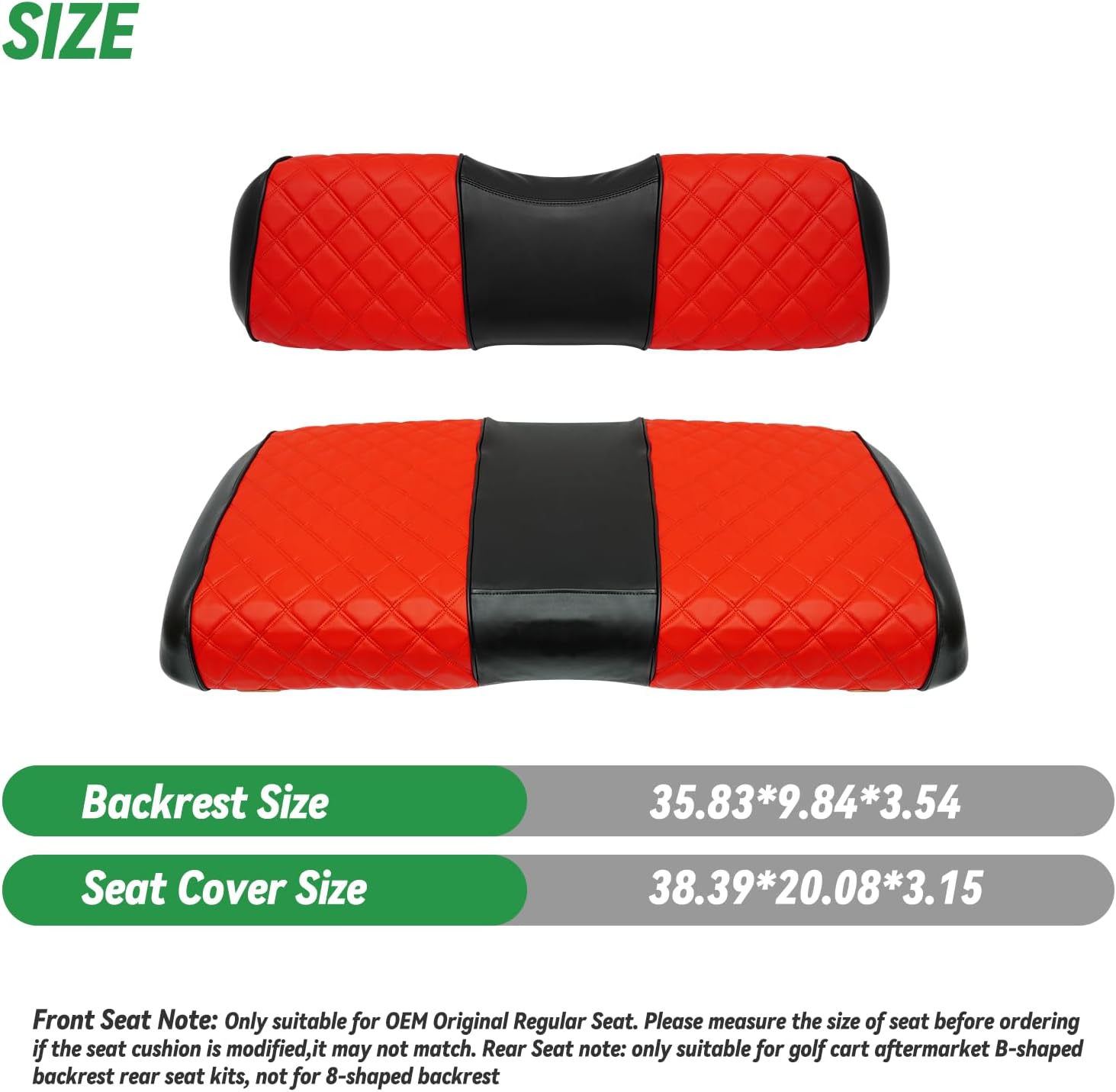 XUANYUDG0769 Golf Cart Seat Covers for EZGO RXV OEM Ordianry Front Seat Cushion, No Stapler Thick Vinyl Leather Diamond EZGO RXV Seat Covers, Red