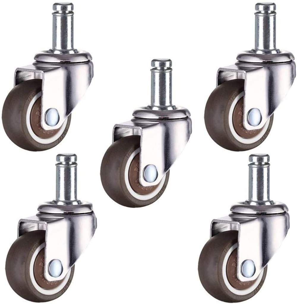 Office Chair Casters, 5 Piece Set, Furniture Casters, Threaded Stem Swivel Casters, Rolls Smoothly & Quietly -Circlip||2in