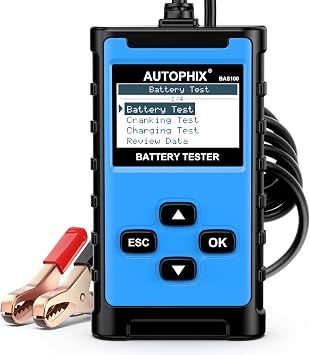 AUTOPHIX BAS100 Car Battery Tester 12V 24V, Accurate Automotive Load Meter Alternator Analyzer 100-2000 CCA Load Tester, Charging & Cold Cranking Test for Cars Truck Motorcycle Boat and More