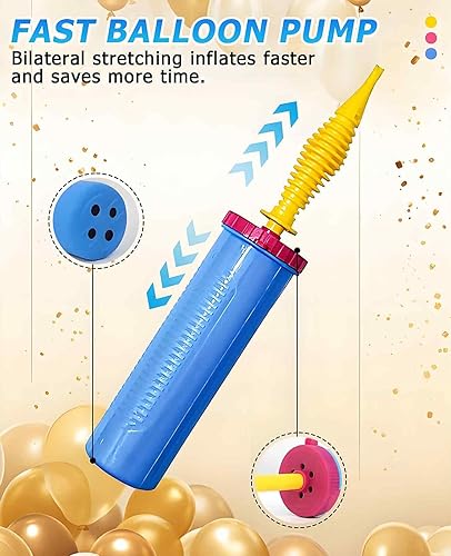 Miniatura 3 de Bomba de globo manual de 5 piezas, bomba manual de doble acción bidireccional para globos de aluminio de animales pequeños