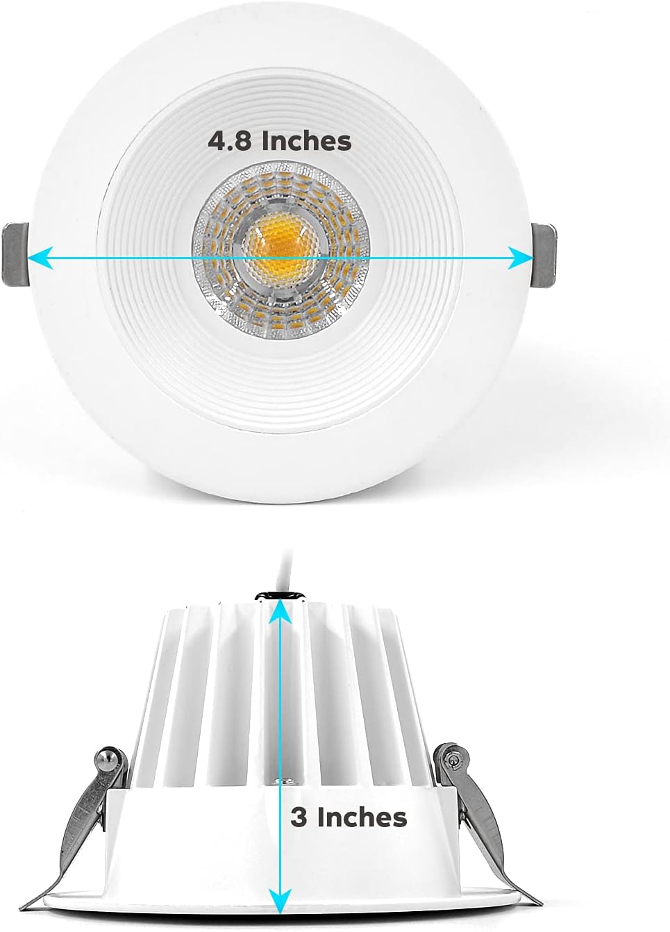 Dimensions of the LUXRITE 4-inch LED Regressed Downlight
