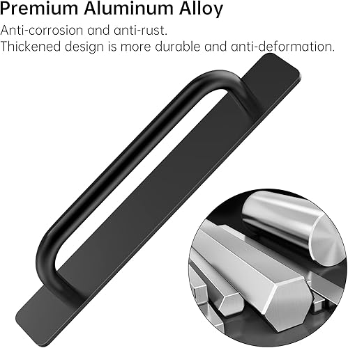 Miniatura 3 de NiHome Paquete de 2 manijas autoadhesivas de aleación de aluminio para puertas de gabinete, tiradores de cajón instantáneos de 5.8 pulgadas para