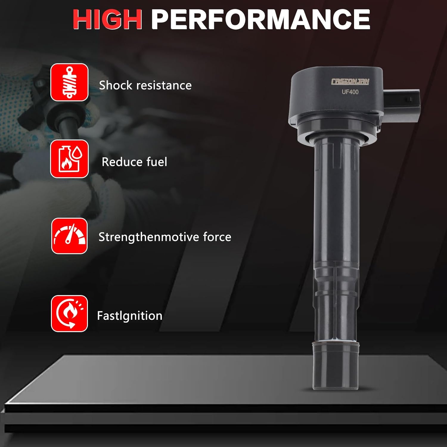 Ignition Coil Pack UF400 and Iridium Spark Plugs, Compatible with 2001-2005 Civic Acura EL - L4 1.7L Replaces 30520-PGK-A02 UF400, Set of 4