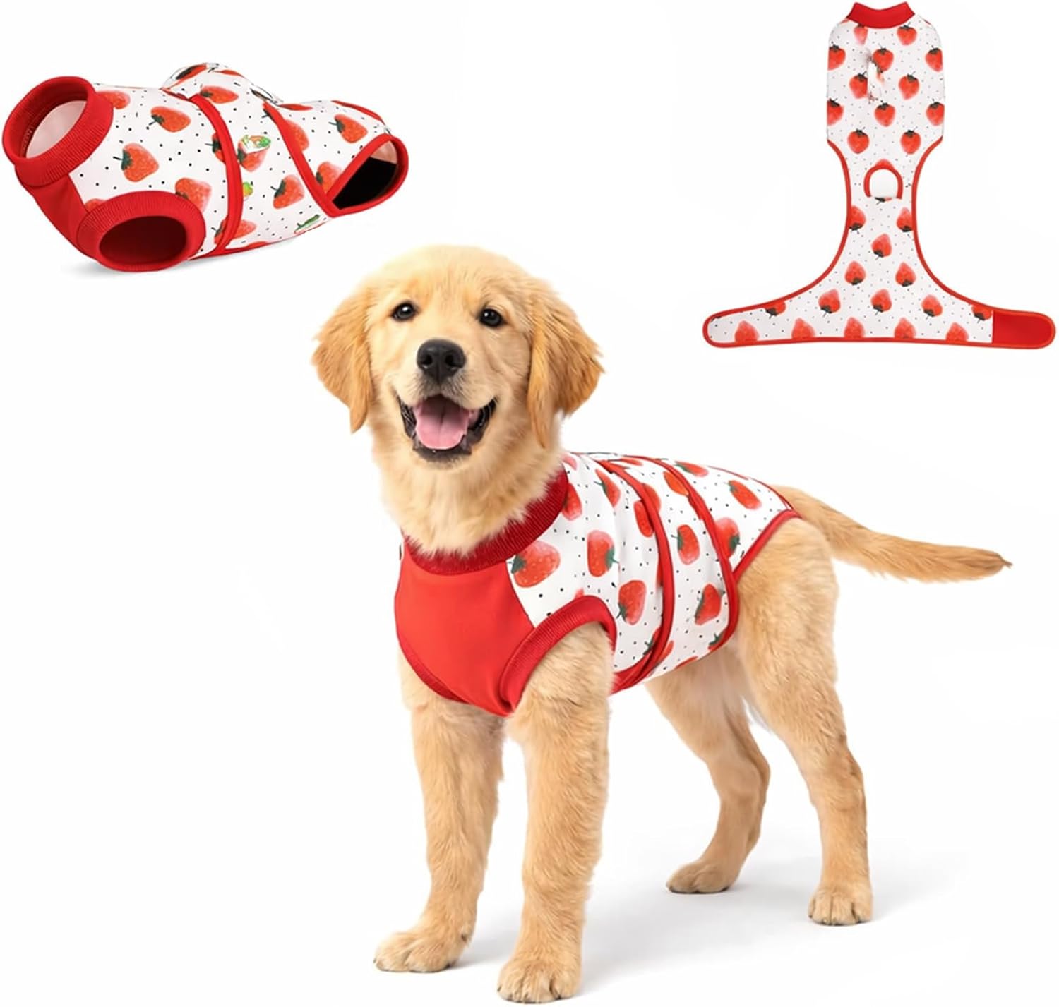 Recovery Suit for Dogs, Dog Surgery Recovery Shirt After Surgery, Soft Breathable Anti Lick Onesie for Spay Neuter Abdominal Wound (Red, Large)