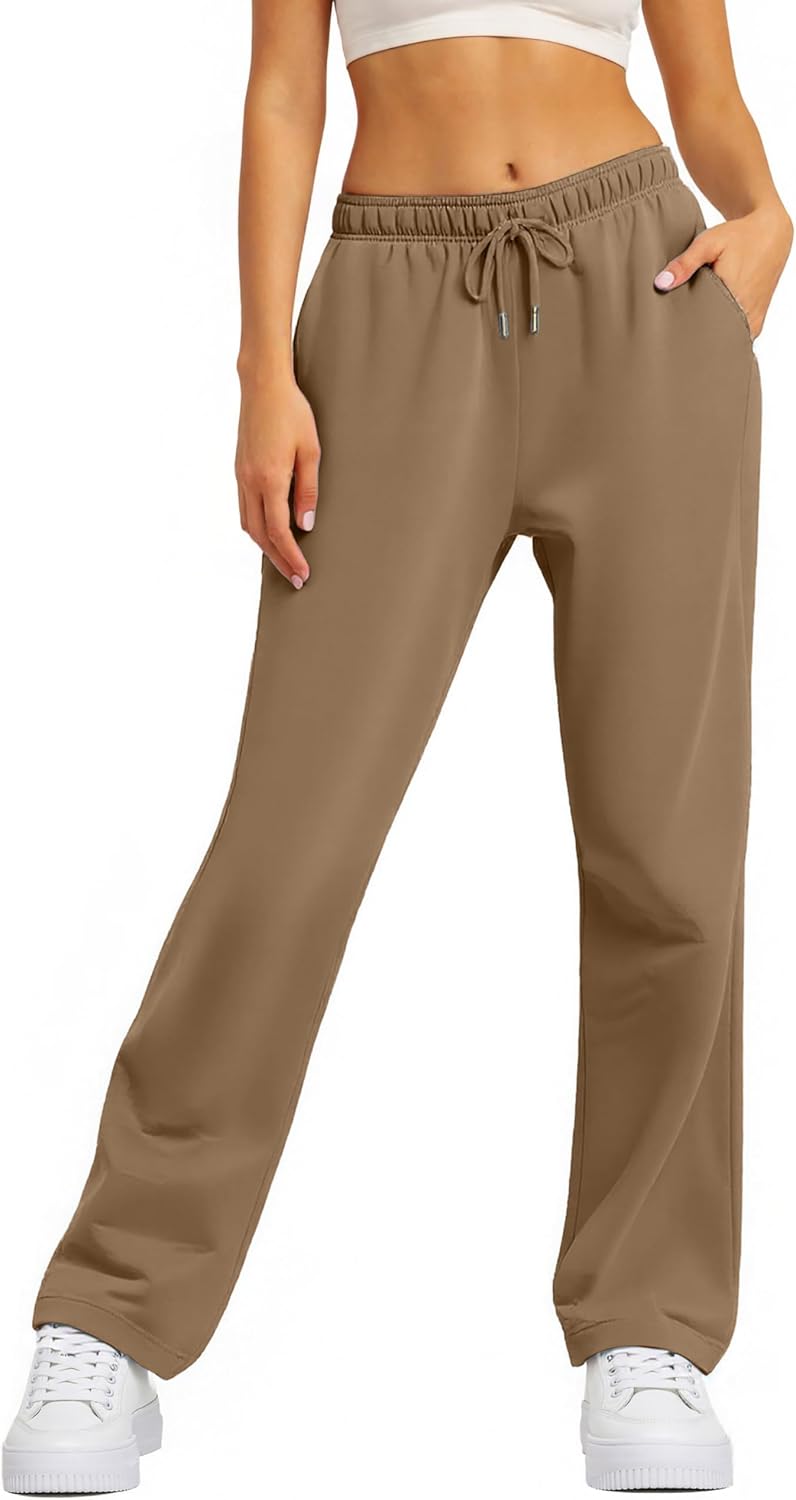 TCHH-DayUp Women's Wide Leg Fleece Sweatpants Straight Leg Baggy Sweat Pants with Pockets