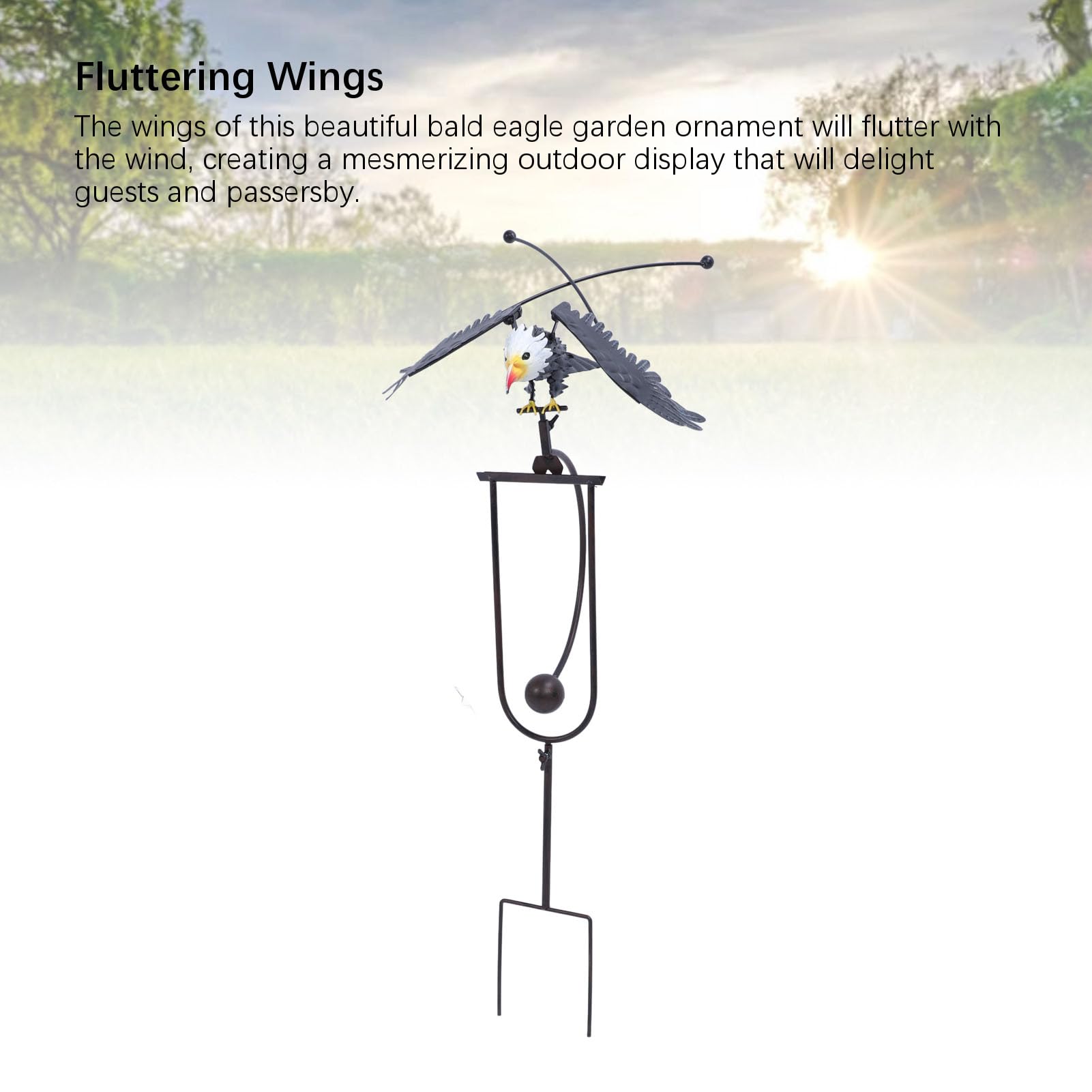 Bald Eagle Garden Stake, 3D Wind Rocker Flying Bird Rzeźba Metalowa Ornament dla Ogrodów Patio