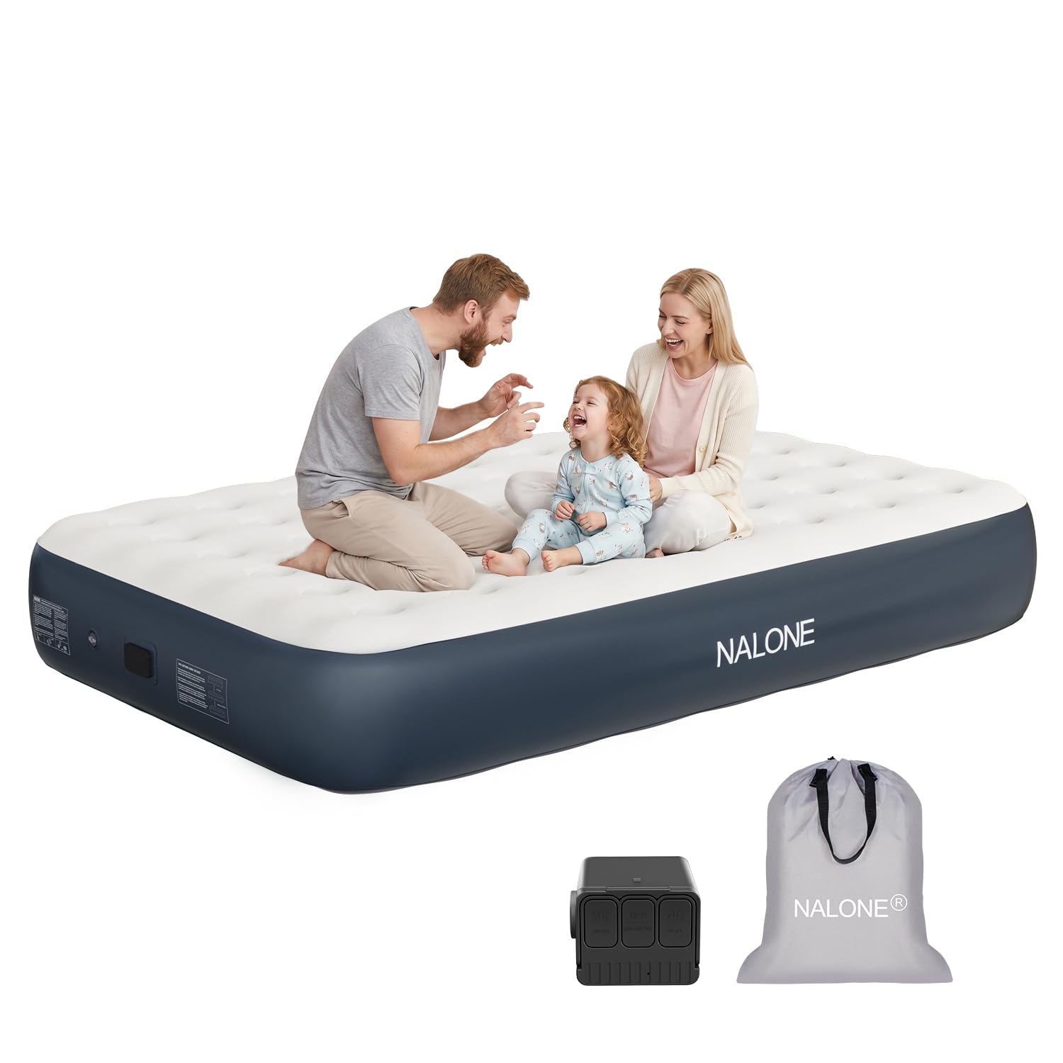 NALONE Materasso Gonfiabile Matrimoniale Con Pompa Integrata 191x137x33cm, Letto Gonfiabile Matrimoniale Autogonfiante, Materasso Per Campeggio e Letto Ospiti