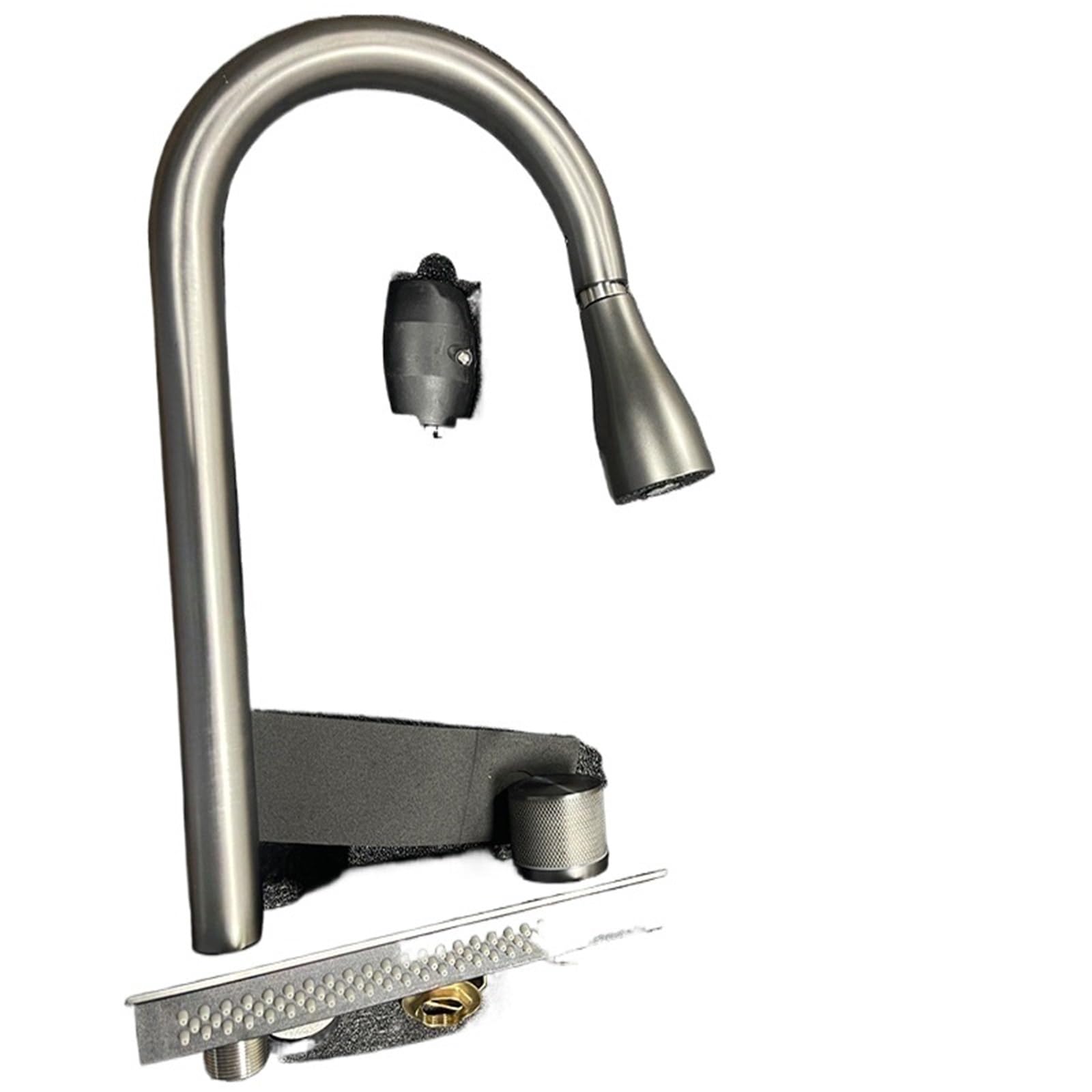 Rrypbovg Gray Pull Out Faucet Kitchen Faucet Household Sink Deck Mounted Cold And Hot Mixer Tap Modern Bathroom Faucets(Gray)