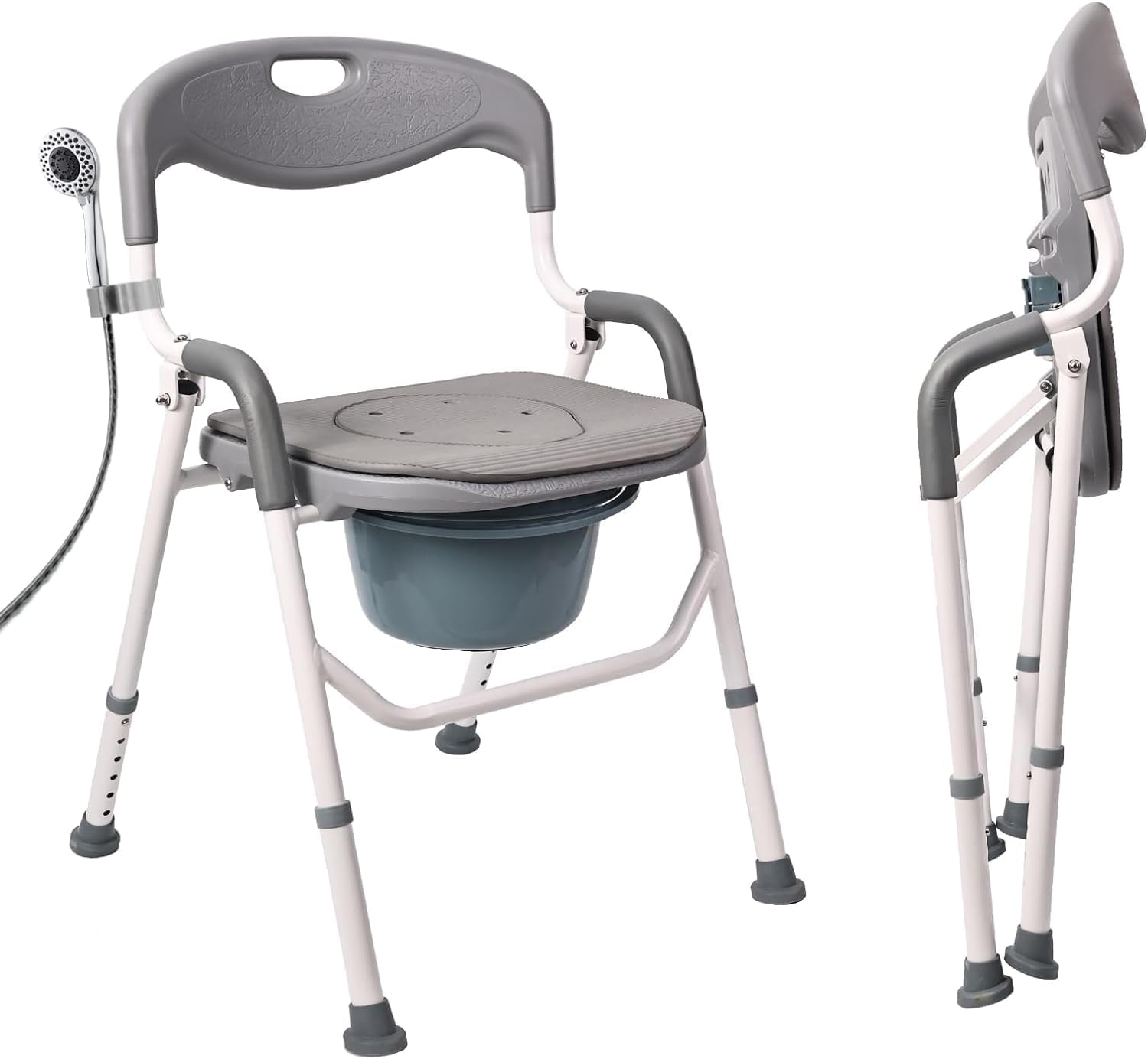 Shower Chair for Inside Shower, Heavy Duty Shower Chair with Back, Bedside Commode with Arms, U-Shaped Shower Seats for Elderly, Adults, Handicap, Disabled, Seniors, Pregnant, Support Up 400lbs