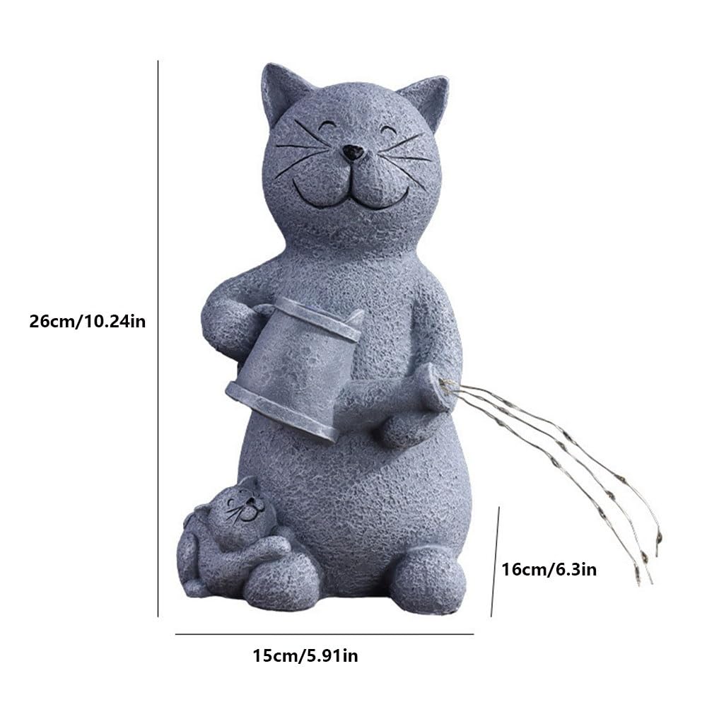Posąg Ogrodowy Cat Figurine with LED Lights, Solar Garden Statues, Outside Decor for Yard Patio Lawn Ornament, Gardening Gifts for Women, Mom Figurki Ozdoby do trawników ogrodowych