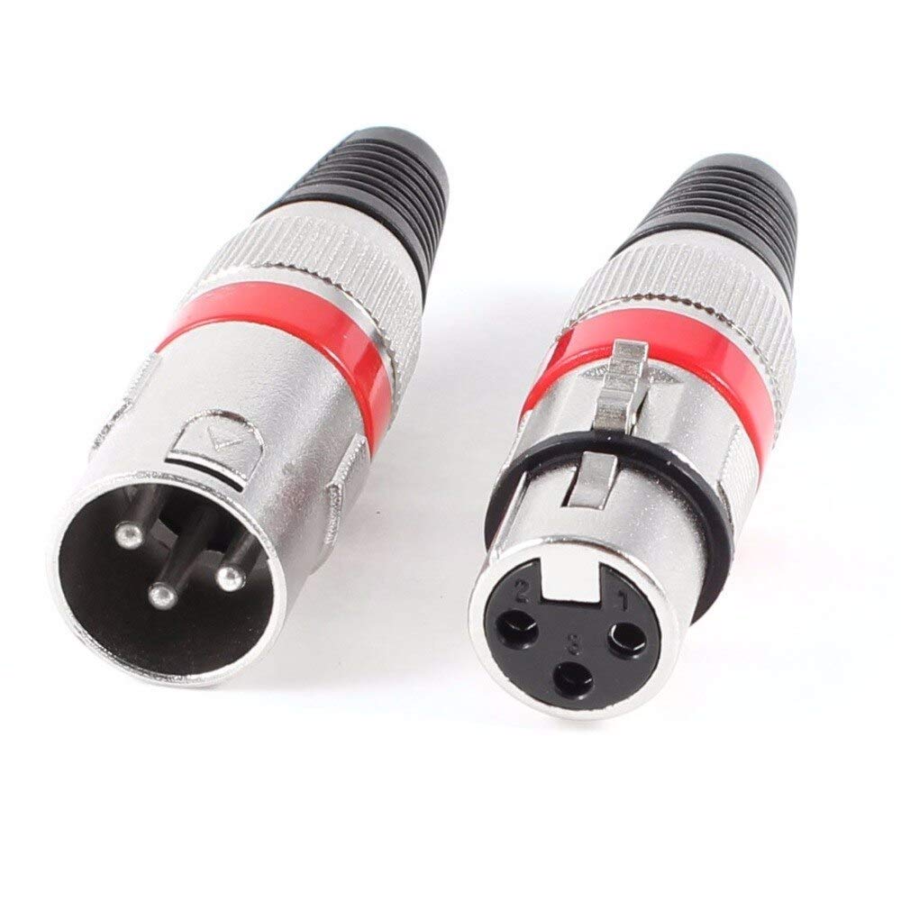 Blokowanie 3-pinowe XLR kabel audio złącze mikrofonowe wtyczka męska + żeńskie gniazdo zaciskowe czerwone