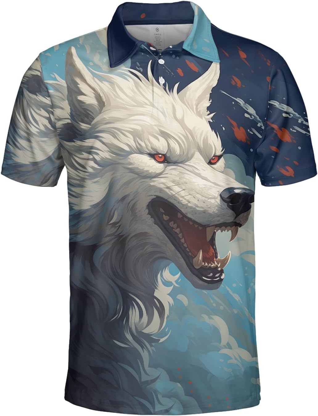 Wolf Polo Shirts for Men Women - Mens Polo Shirts Short Sleeve 3D Print Wild Animal Funny Golf Polo Dry Fit Set 19