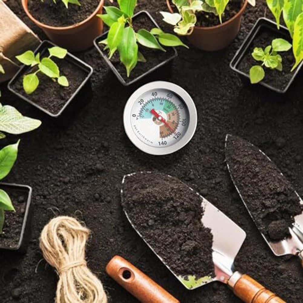 Thermomètre de sol, testeur de sol de compost, sonde en acier inoxydable, moniteur de température pour compost de jardin