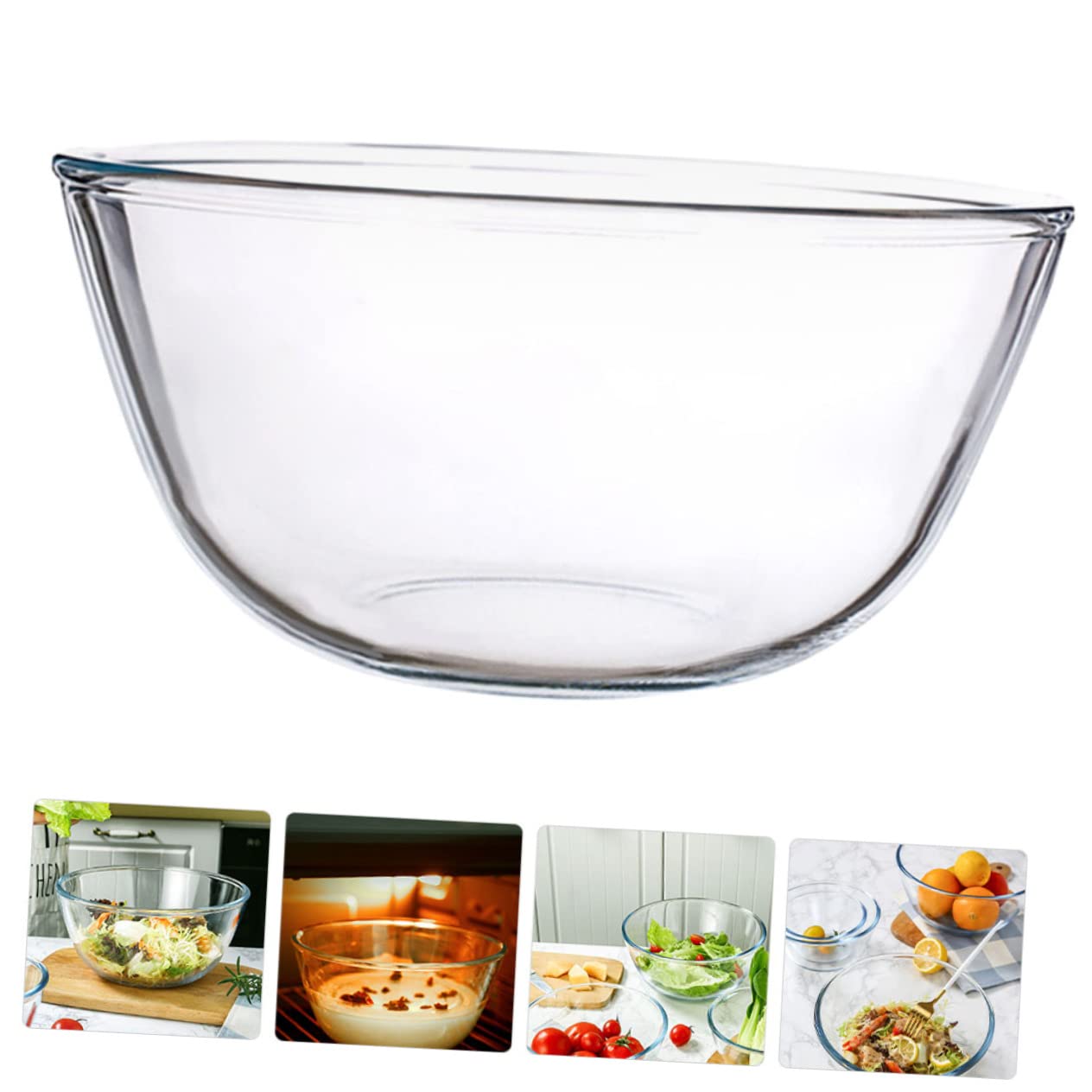 Cabilock Durchsichtige Glasschale 2700ml aus Glas Runde Salatschüssel