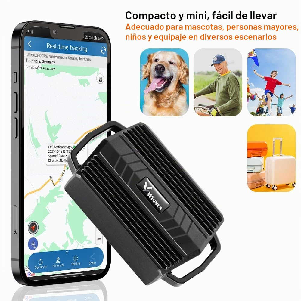 Rastreador GPS con Collar para Perros, Caza, Ganado, Caballos, ovejas y Camellos. Localizador GPS IP66 Resistente al Agua. Posicionamiento en Tiempo Real No Requiere suscripción para Animales Grandes