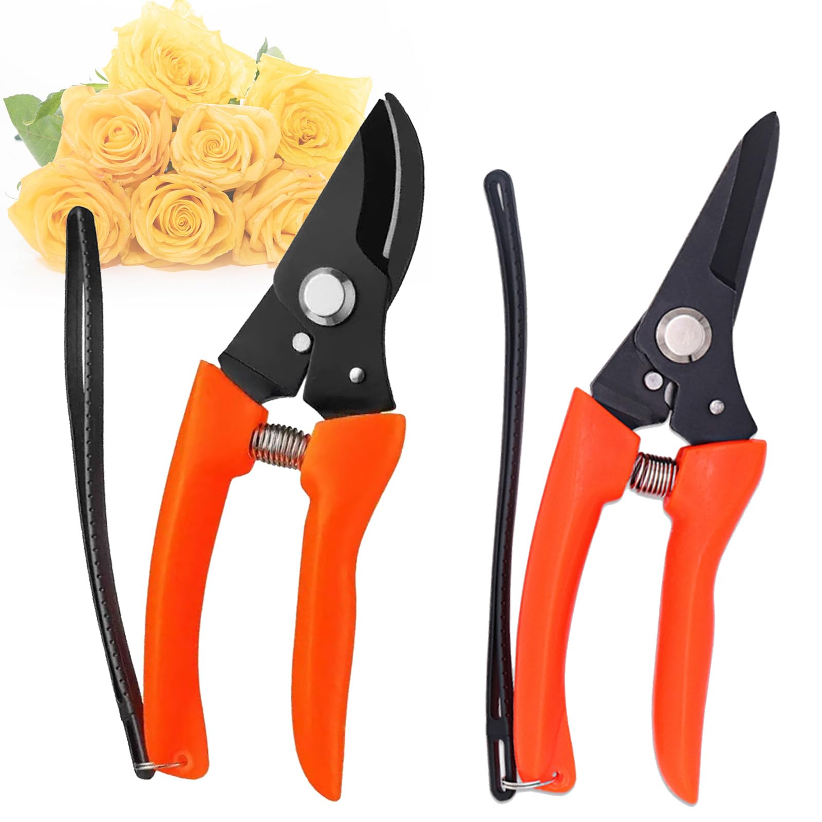 2Pcs Garden Scissors, Garden Pruning Shears with Safety Lock for Trimming Flowers, Pointed Scissors for Repairing Sheep and Pig Hooves