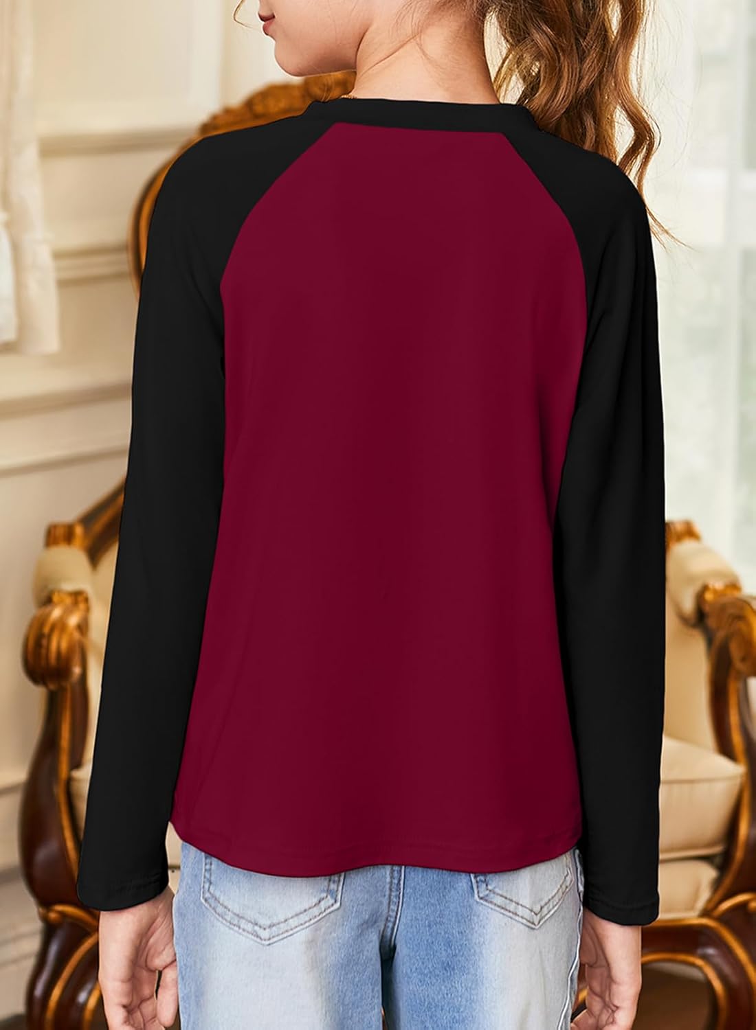blibean Tween Girls Color Blocked Long Sleeve T-Shirt Size 6-15 Years - Image 4